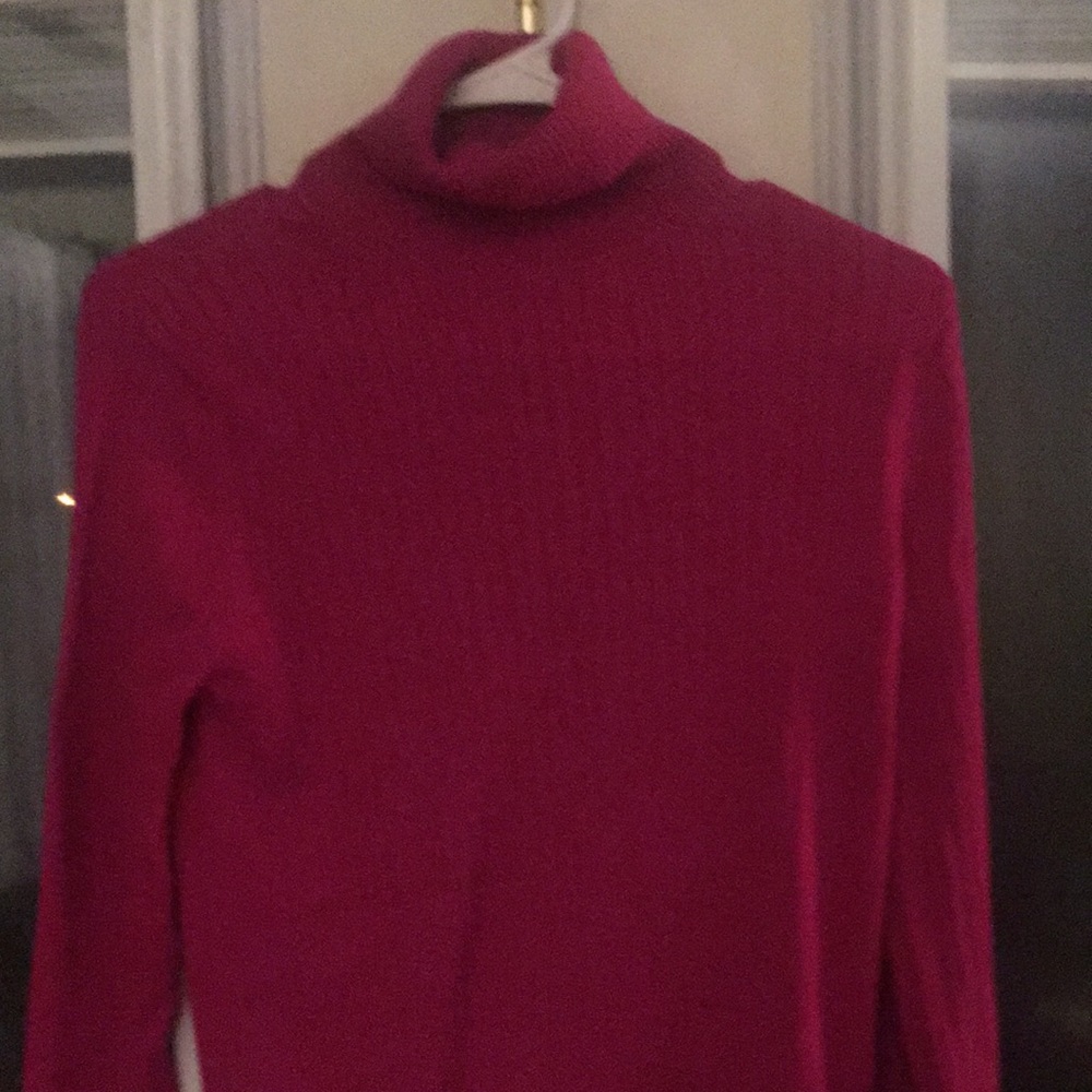 Talbots Ribbed Turtleneck, Raspberry, Size Medium. - image 1